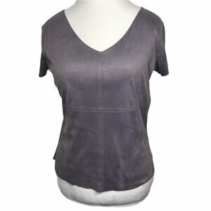 Max studio lavender microsuede short sleeve blouse